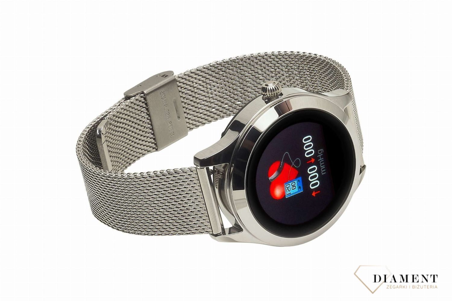 Zegarek Smartwatch damski Garett Naomi Srebrny, Stalowy na bransolecie (1).jpg